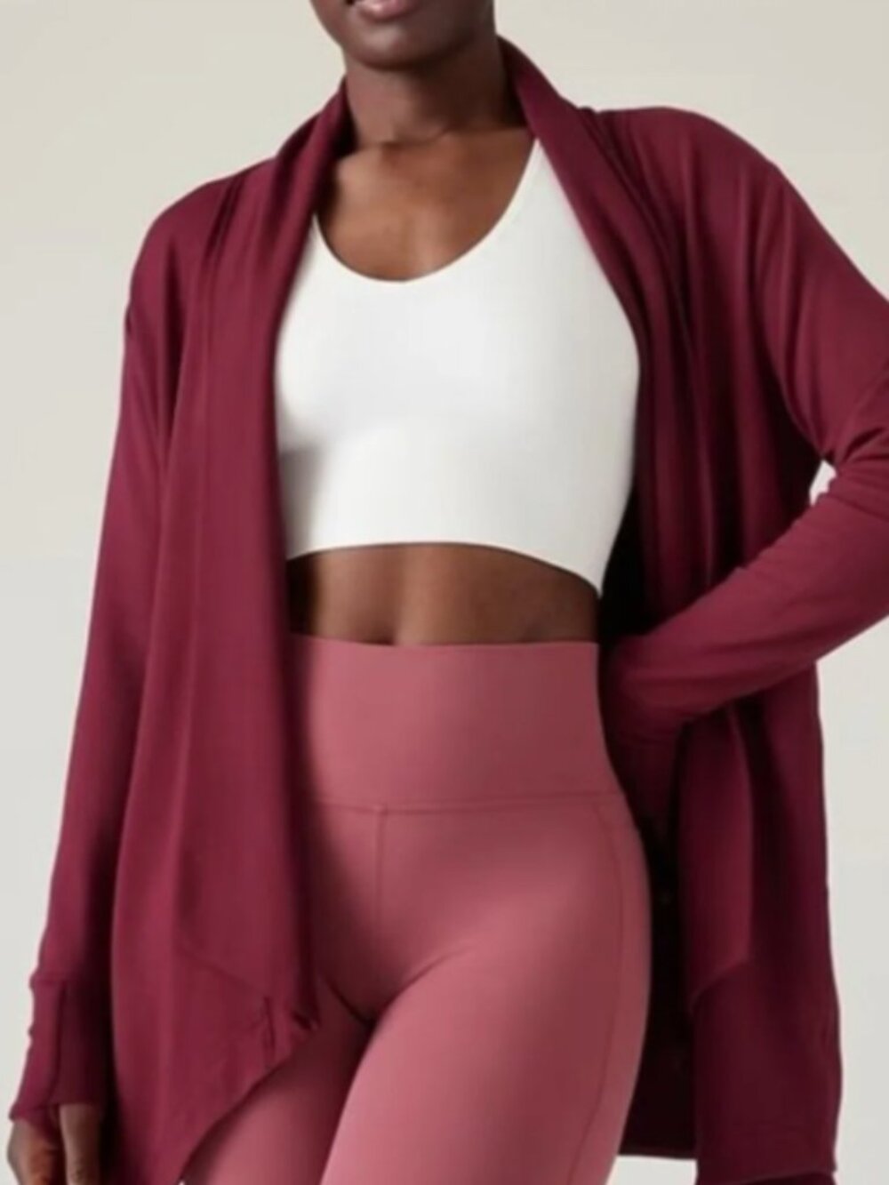 Athleta Pranayama Wrap Cardigan Cranberry Red Size 2X